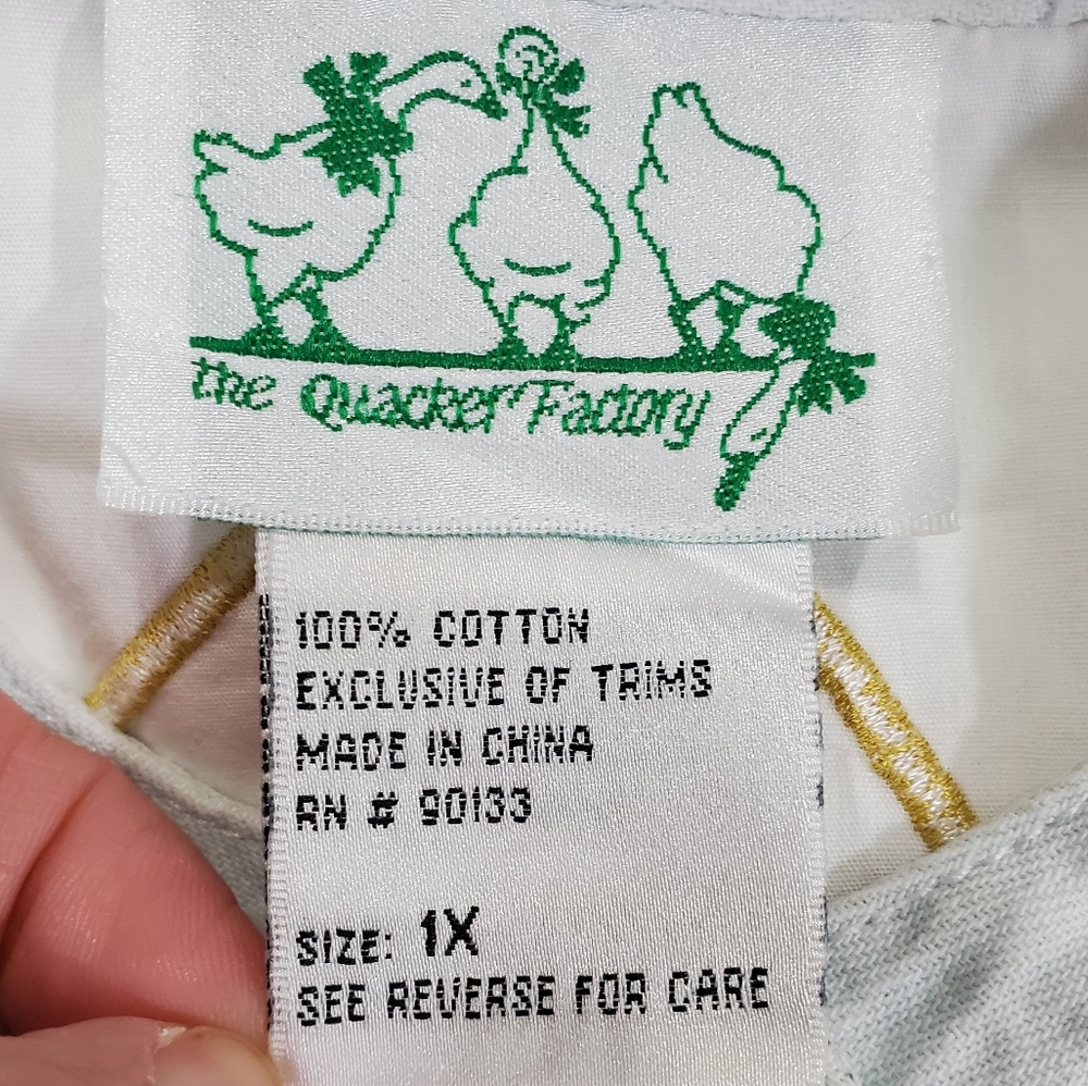 Quacker Factory Lighthouse Coast Button Down Cotton Shirt Womens 1X ~ Pre-Owned - Picture 10 of 12